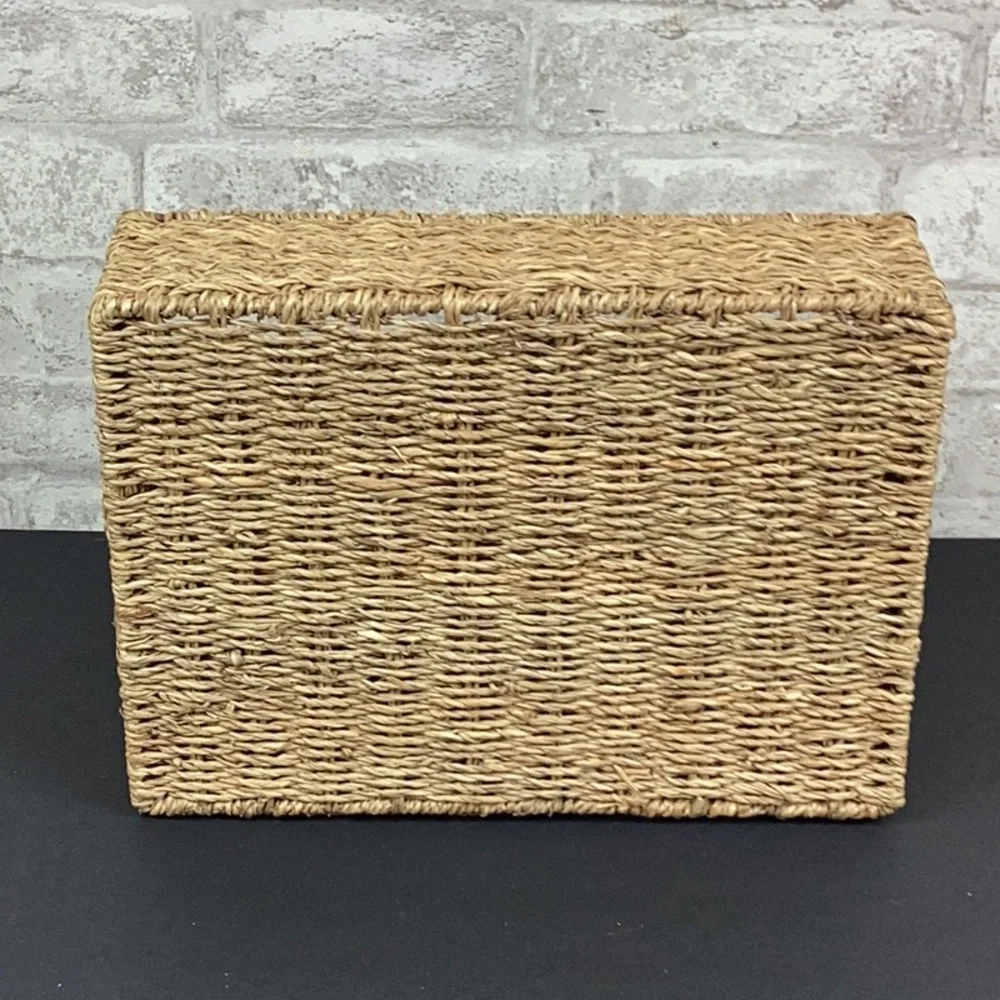 Woven Wicker Storage Basket Organizer Rustic Feel 4 Components 11.5 x 8.5